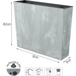 Prosperplast Jardinera Per Balcón Urbi Case Beton Effect, Con Deposito, Dimensioni 580x180x498 Mm, Colore In Cemento -Vendite VIDAXL 95502839 3