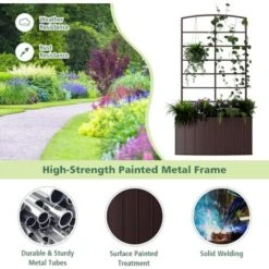 RELAX4LIFE Fioriera Da Esterno Con Traliccio, Aiuola Rialzata Di Metallo Con Grigliato, Porta Vasi Di Fiori E Rampicanti Per Giardino/Balcone/Terrazza (Modello 8) -Vendite VIDAXL 95708898 3