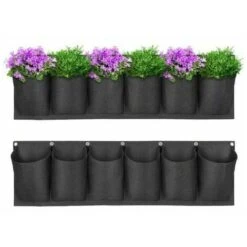Borsa Per Piante Da Giardino Fioriera Da Parete Fioriera Da Appendere In Verticale Vaso Da Balcone Vaso Da Fiori Da Appendere All'aperto Per Interni 6 Tasche (nero) 2 Pezzi