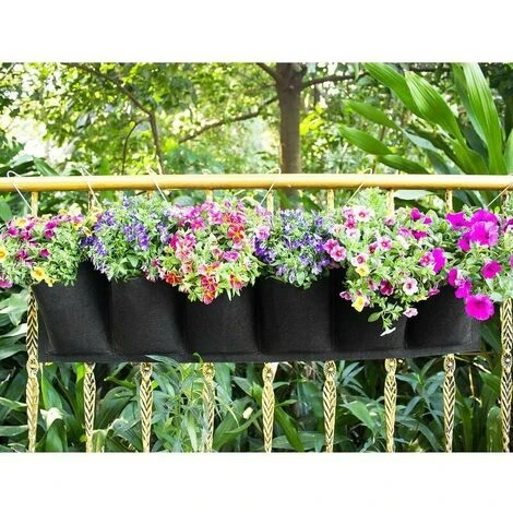 Borsa Per Piante Da Giardino Fioriera Da Parete Fioriera Da Appendere In Verticale Vaso Da Balcone Vaso Da Fiori Da Appendere All'aperto Per Interni 6 Tasche (nero) 2 Pezzi 2 Borsa Per Piante Da Giardino Fioriera Da Parete Fioriera Da Appendere In Verticale Vaso Da Balcone Vaso Da Fiori Da Appendere All'aperto Per Interni 6 Tasche (nero) 2 Pezzi - immagine 2