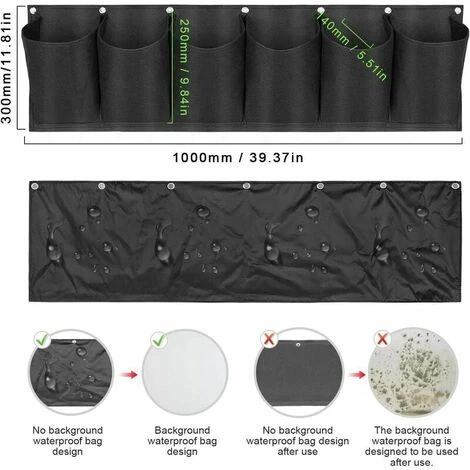 Borsa Per Piante Da Giardino Fioriera Da Parete Fioriera Da Appendere In Verticale Vaso Da Balcone Vaso Da Fiori Da Appendere All'aperto Per Interni 6 Tasche (nero) 2 Pezzi 3 Borsa Per Piante Da Giardino Fioriera Da Parete Fioriera Da Appendere In Verticale Vaso Da Balcone Vaso Da Fiori Da Appendere All'aperto Per Interni 6 Tasche (nero) 2 Pezzi - immagine 3