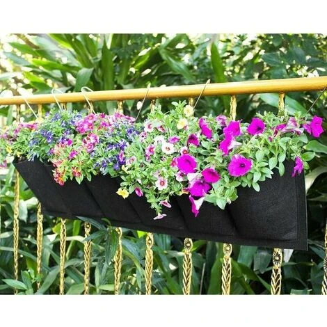 Borsa Per Piante Da Giardino Fioriera Da Parete Fioriera Da Appendere In Verticale Vaso Da Balcone Vaso Da Fiori Da Appendere All'aperto Per Interni 6 Tasche (nero) 2 Pezzi 5 Borsa Per Piante Da Giardino Fioriera Da Parete Fioriera Da Appendere In Verticale Vaso Da Balcone Vaso Da Fiori Da Appendere All'aperto Per Interni 6 Tasche (nero) 2 Pezzi - immagine 5