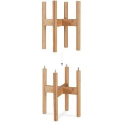 Relaxdays Set Da 2 Supporti Per Fiori E Piante, Portavasi Per Vasi Fino 32 Cm Ø, Regolabili E Impilabili, Marrone Chiaro, 100% Bambù -Vendite VIDAXL 95805679 5
