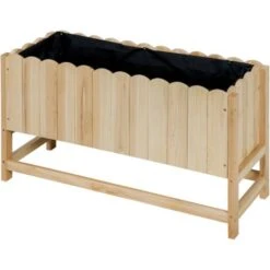 Outsunny Fioriera Da Esterno Verticale In Legno Con Foro Di Drenaggio E Rivestimento Interno, 86x30x50 Cm