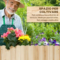 Outsunny Fioriera Da Esterno Verticale In Legno Con Foro Di Drenaggio E Rivestimento Interno, 86x30x50 Cm -Vendite VIDAXL 96084985 5