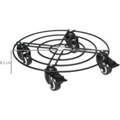 Outsunny Carrello Sottovaso Con Ruote Ø30cm In Metallo Con Ruote Girevoli E Freno, Nero -Vendite VIDAXL 96085141 3