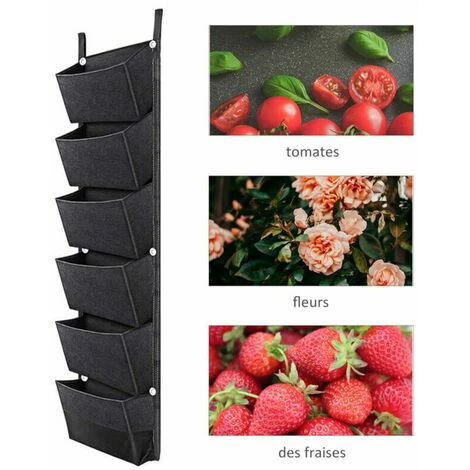 Borse Per Piante Sospese Con 6 Tasche Vasi Da Fiori Per Giardinaggio Verticale Fioriera Fioriera Da Parete Borse Per Fioriere 42 X 12 Pollici, Nero - Nero 2 Borse Per Piante Sospese Con 6 Tasche Vasi Da Fiori Per Giardinaggio Verticale Fioriera Fioriera Da Parete Borse Per Fioriere 42 X 12 Pollici, Nero - Nero - immagine 2