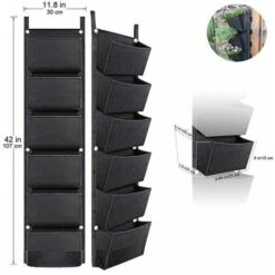 Borse Per Piante Sospese Con 6 Tasche Vasi Da Fiori Per Giardinaggio Verticale Fioriera Fioriera Da Parete Borse Per Fioriere 42 X 12 Pollici, Nero - Nero 7 Borse Per Piante Sospese Con 6 Tasche Vasi Da Fiori Per Giardinaggio Verticale Fioriera Fioriera Da Parete Borse Per Fioriere 42 X 12 Pollici, Nero - Nero -Vendite VIDAXL 96150141 3