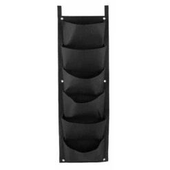 7 Tasche Per Piantare A Parete, Borsa Da Appendere A Parete, Apertura Verticale, Fioriera Da Giardino, Nero - Nero