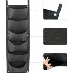 7 Tasche Per Piantare A Parete, Borsa Da Appendere A Parete, Apertura Verticale, Fioriera Da Giardino, Nero - Nero -Vendite VIDAXL 96150219 5