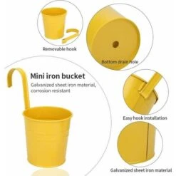 Vaso Da Fiori Sospeso In Metallo, Vaso Da Fiori Per Esterni Con Foro Di Drenaggio, Perfetto Per La Decorazione Del Patio Del Recinto Del Balcone Del Giardino 4 Pezzi -Vendite VIDAXL 96234132 3