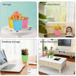 Vaso Da Fiori Sospeso In Metallo, Vaso Da Fiori Per Esterni Con Foro Di Drenaggio, Perfetto Per La Decorazione Del Patio Del Recinto Del Balcone Del Giardino 4 Pezzi -Vendite VIDAXL 96234132 4