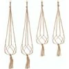 LITZEE Supporto Per Fioriera E Vassoio Set Di 4 Appendiabiti Per Piante Macrame Corda Portavaso Appeso Per Fioriera Appendiabiti Per Interni Ed Esterni Giardino Decorazione Con - 2 Pezzi Da 105 Cm E 2