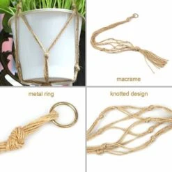 LITZEE Supporto Per Fioriera E Vassoio Set Di 4 Appendiabiti Per Piante Macrame Corda Portavaso Appeso Per Fioriera Appendiabiti Per Interni Ed Esterni Giardino Decorazione Con - 2 Pezzi Da 105 Cm E 2 -Vendite VIDAXL 96299707 3