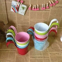 LITZEE Vaso Da Fiori Vasi Sospesi Fioriera Vaso Da Fiori In Ferro Appeso Vaso Da Balcone Vaso Da Fiori Vaso Da Fiori Giallo -Vendite VIDAXL 96300870 3