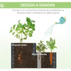 Outsunny Letto Per Orto Rialzato A 2 Livelli In Acciaio Con Fondo Aperto, 120x101x58cm, Grigio Scuro -Vendite VIDAXL 96925609 4