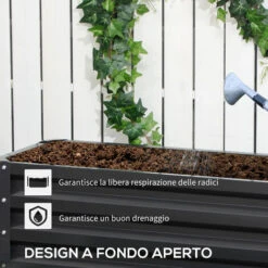 Outsunny Letto Per Orto Rialzato A 2 Livelli In Acciaio Con Fondo Aperto, 120x101x58cm, Grigio Scuro -Vendite VIDAXL 96925609 5