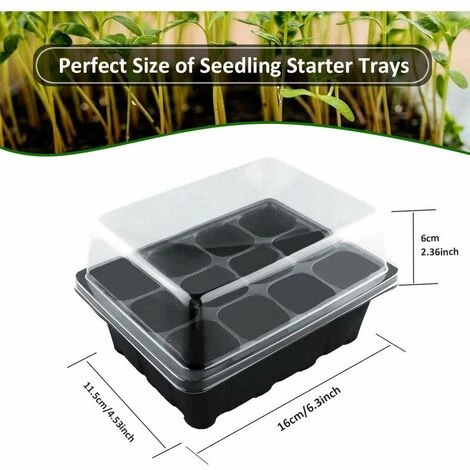 Confezione Da 3 Vassoi Per Piantine, Vassoi Per Vivaio Per Celle Di Avviamento, Mini Serra Per Piantine Con 12 Celle, Vassoio Per Germinazione Delle Piante Con Coperchio 2 Confezione Da 3 Vassoi Per Piantine, Vassoi Per Vivaio Per Celle Di Avviamento, Mini Serra Per Piantine Con 12 Celle, Vassoio Per Germinazione Delle Piante Con Coperchio - immagine 2