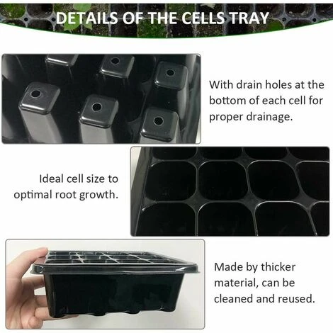 Confezione Da 3 Vassoi Per Piantine, Vassoi Per Vivaio Per Celle Di Avviamento, Mini Serra Per Piantine Con 12 Celle, Vassoio Per Germinazione Delle Piante Con Coperchio 4 Confezione Da 3 Vassoi Per Piantine, Vassoi Per Vivaio Per Celle Di Avviamento, Mini Serra Per Piantine Con 12 Celle, Vassoio Per Germinazione Delle Piante Con Coperchio - immagine 4