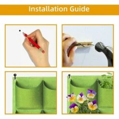 Sacchetti Per Piante Da Appendere, 25 Tasche, Montaggio A Parete Verticale, Sacchetti Per Piante Da Giardinaggio, Sacchetti Per Piante (1m×1m, Verde) -Vendite VIDAXL 97073005 4