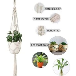 Vasi Sospesi Appendini Per Piante Corda Di Cotone Vasi Sospesi A Quattro Zampe Decorazione Porta Per Piante Interni Esterni Stile Boemo Fiori Intrecciati A Mano (2 Pezzi) -Vendite VIDAXL 97873407 4