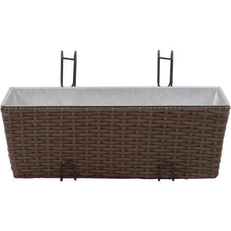 Fioriera Trapezoidale In Rattan 2 Pz 50 Cm Per Balcone Marrone VidaXL 4 Fioriera Trapezoidale In Rattan 2 Pz 50 Cm Per Balcone Marrone VidaXL - immagine 4