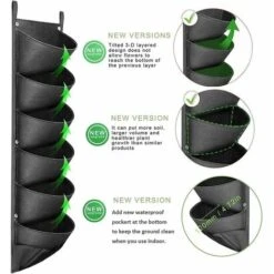Borsa Per Piante Verticale 7 Tasche Borsa Per Piante Fioriera Sospesa A Parete Fioriera Verticale, Materiale In Feltro, Riutilizzabile E Traspirante, Fioriere Per La Decorazione Di Giardini Interni Ed -Vendite VIDAXL 98129243 3