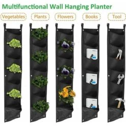 Borsa Per Piante Verticale 7 Tasche Borsa Per Piante Fioriera Sospesa A Parete Fioriera Verticale, Materiale In Feltro, Riutilizzabile E Traspirante, Fioriere Per La Decorazione Di Giardini Interni Ed -Vendite VIDAXL 98129243 5