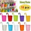 Gancio Per Fiori In Metallo Piccolo Secchio Di Latta Piccolo Vaso Di Fiori Succulenti Secchio Di Latta Da Appendere 10 Colori Con Foro Di Drenaggio Per Giardino, Balcone, Decorazione Di Recinzione -