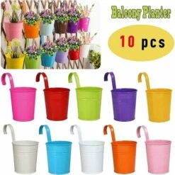Gancio Per Fiori In Metallo Piccolo Secchio Di Latta Piccolo Vaso Di Fiori Succulenti Secchio Di Latta Da Appendere 10 Colori Con Foro Di Drenaggio Per Giardino, Balcone, Decorazione Di Recinzione -