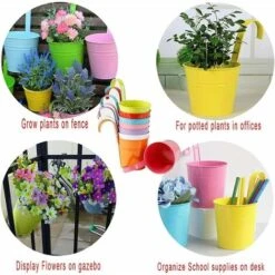 Gancio Per Fiori In Metallo Piccolo Secchio Di Latta Piccolo Vaso Di Fiori Succulenti Secchio Di Latta Da Appendere 10 Colori Con Foro Di Drenaggio Per Giardino, Balcone, Decorazione Di Recinzione - -Vendite VIDAXL 98709314 4