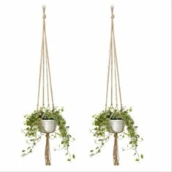 Macrame Corda Vaso Da Fiori Cesto Appeso A Soffitto Appendiabiti Per Piante Corda Di Canapa Intrecciata Rete Da Appendere Portapiante Balcone Giardino Decorazione Domestica(90cm) -Vendite VIDAXL 99781723 3