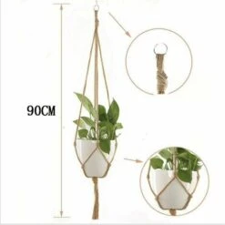 Macrame Corda Vaso Da Fiori Cesto Appeso A Soffitto Appendiabiti Per Piante Corda Di Canapa Intrecciata Rete Da Appendere Portapiante Balcone Giardino Decorazione Domestica(90cm) -Vendite VIDAXL 99781723 4