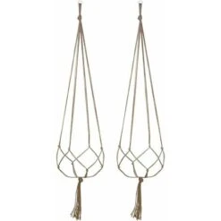Set Di 2 Appendini Per Piante Da Appendere A Parete Fioriera Da Appendere Per Fiori Porta Piante Stile Boho Corda Di Cotone Per Interni Esterni (90 Cm)