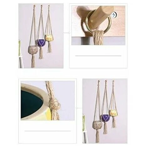 Set Di 2 Appendini Per Piante Da Appendere A Parete Fioriera Da Appendere Per Fiori Porta Piante Stile Boho Corda Di Cotone Per Interni Esterni (90 Cm) 2 Set Di 2 Appendini Per Piante Da Appendere A Parete Fioriera Da Appendere Per Fiori Porta Piante Stile Boho Corda Di Cotone Per Interni Esterni (90 Cm) - immagine 2