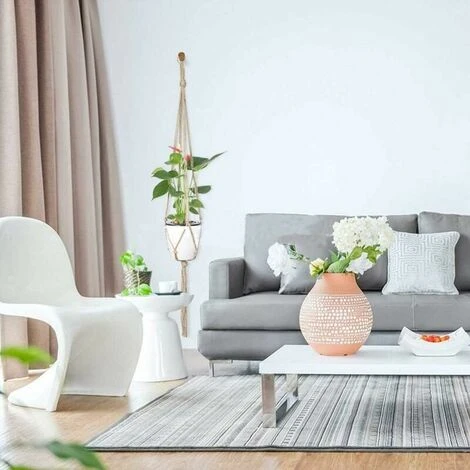 Set Di 2 Appendini Per Piante Da Appendere A Parete Fioriera Da Appendere Per Fiori Porta Piante Stile Boho Corda Di Cotone Per Interni Esterni (90 Cm) 3 Set Di 2 Appendini Per Piante Da Appendere A Parete Fioriera Da Appendere Per Fiori Porta Piante Stile Boho Corda Di Cotone Per Interni Esterni (90 Cm) - immagine 3