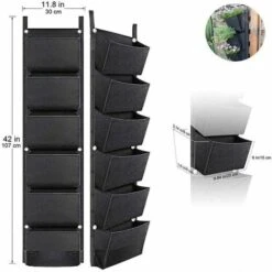 Sacchetti Per Piante Sospese Con 6 Tasche Vasi Da Fiori Per Giardinaggio Verticale Fioriera Fioriera Da Parete Borse Per Fioriere 42 X 12 Pollici, Grigio 7 Sacchetti Per Piante Sospese Con 6 Tasche Vasi Da Fiori Per Giardinaggio Verticale Fioriera Fioriera Da Parete Borse Per Fioriere 42 X 12 Pollici, Grigio -Vendite VIDAXL 99855436 3